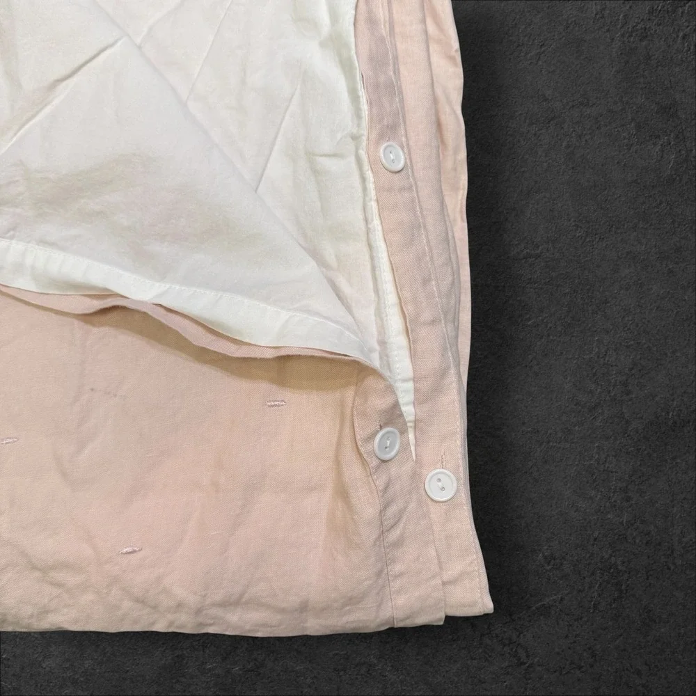 MM Linen Washed Linen King Cotton Duvet  Cover 1 Sham Blush Pink White